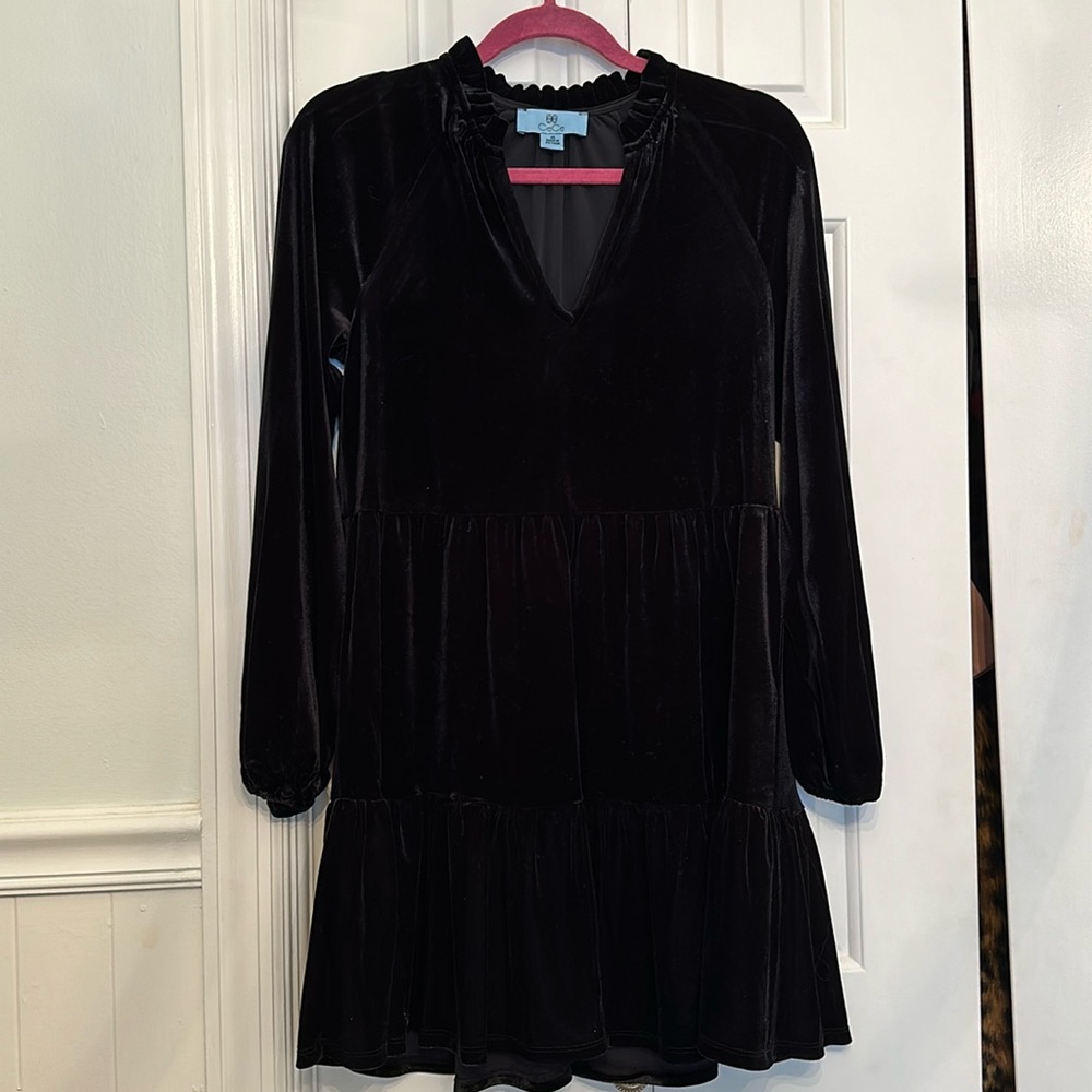 Cece Black Velour Dress